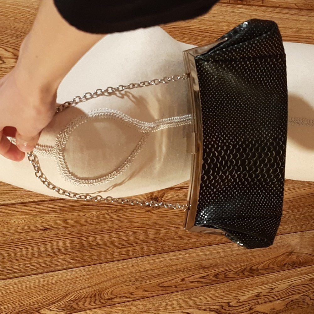 New York & Company Black and Silver Clutch/Shoulder Bag - Picture 4 of 7